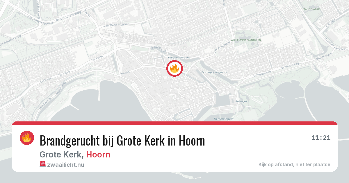 Brandgerucht bij Grote Kerk in Hoorn — 13 jul 2026