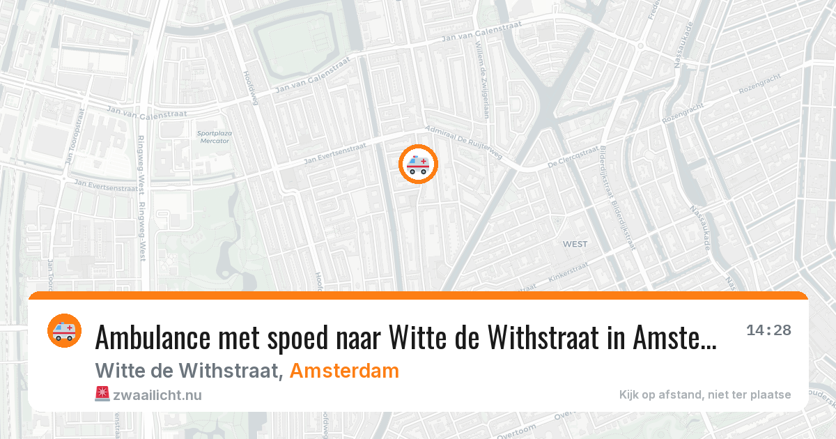Ambulance met spoed naar Witte de Withstraat in Amsterdam — 23 jul 2026