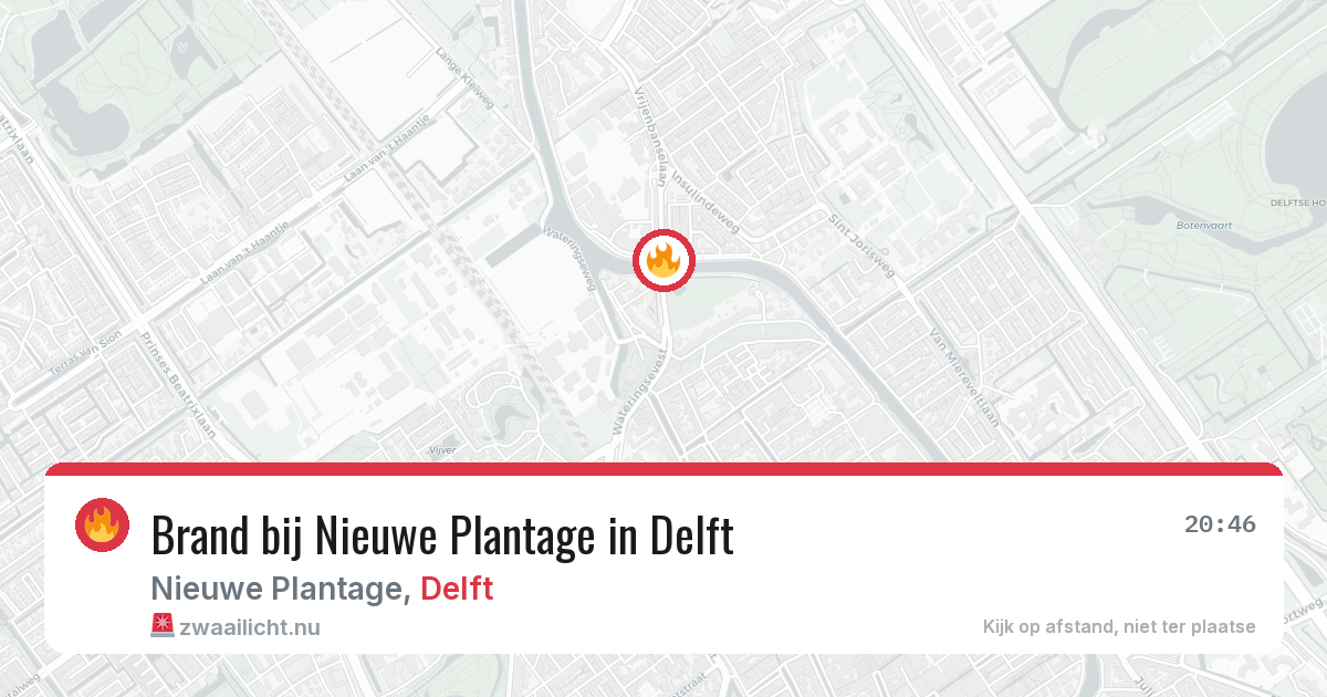 Brand bij Nieuwe Plantage in Delft — 12 apr 2026