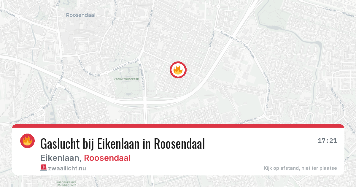 Gaslucht bij Eikenlaan in Roosendaal — 30 mei 2026