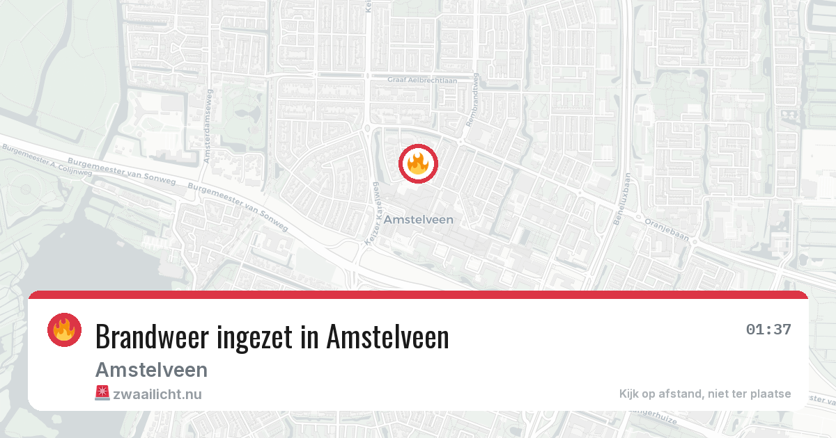 Brandweer ingezet in Amstelveen — 21 mrt 2026 | 🚨 Zwaailicht.nu