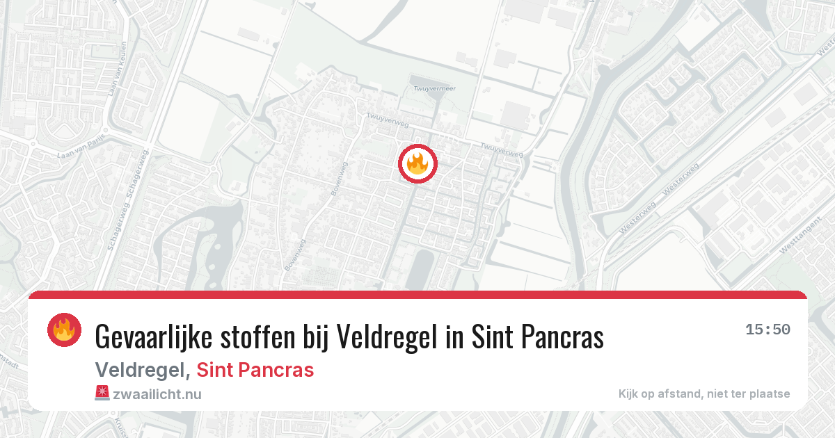 Gevaarlijke stoffen bij Veldregel in Sint Pancras — 23 mei 2026