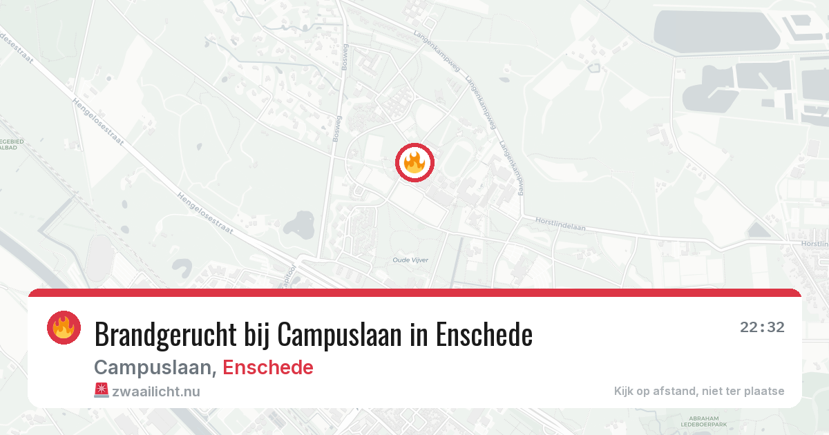 Brandgerucht bij Campuslaan in Enschede — 8 jul 2026