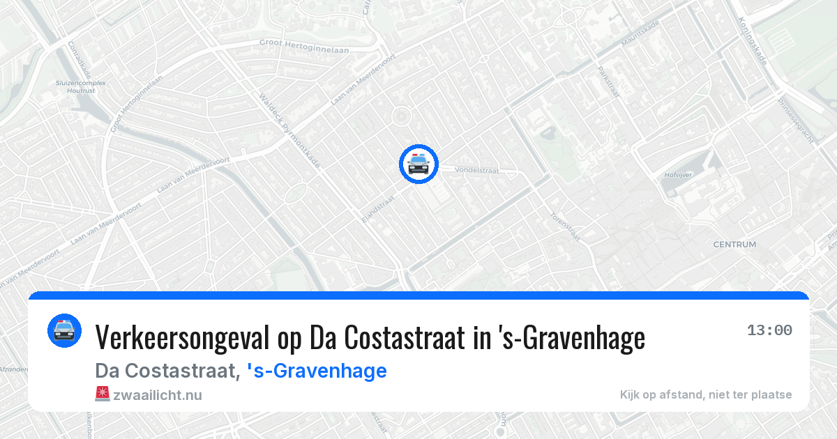 Verkeersongeval op Da Costastraat in 's-Gravenhage — 29 mei 2026