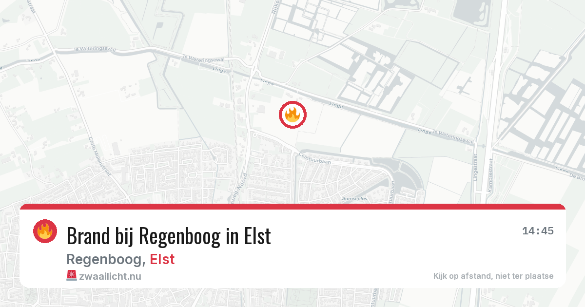Brand bij Regenboog in Elst — 29 apr 2026