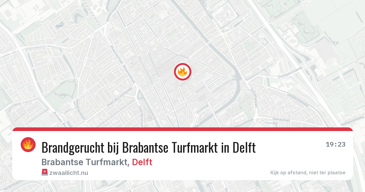 Brandgerucht bij Brabantse Turfmarkt in Delft — 30 mei 2026