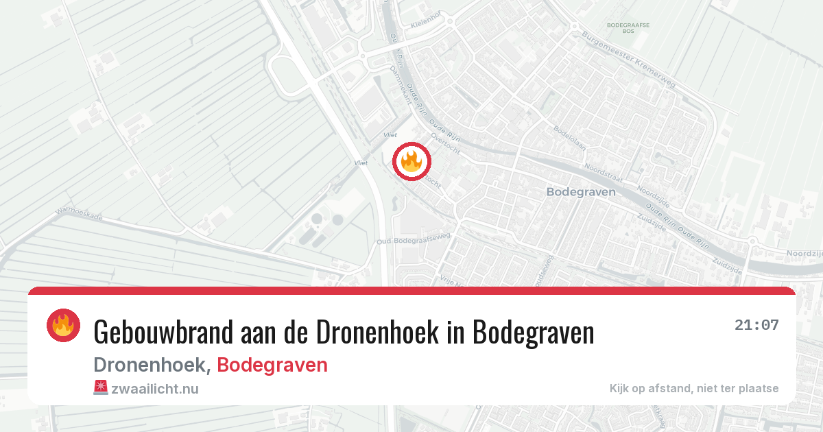 Gebouwbrand aan de Dronenhoek in Bodegraven — 22 apr 2026