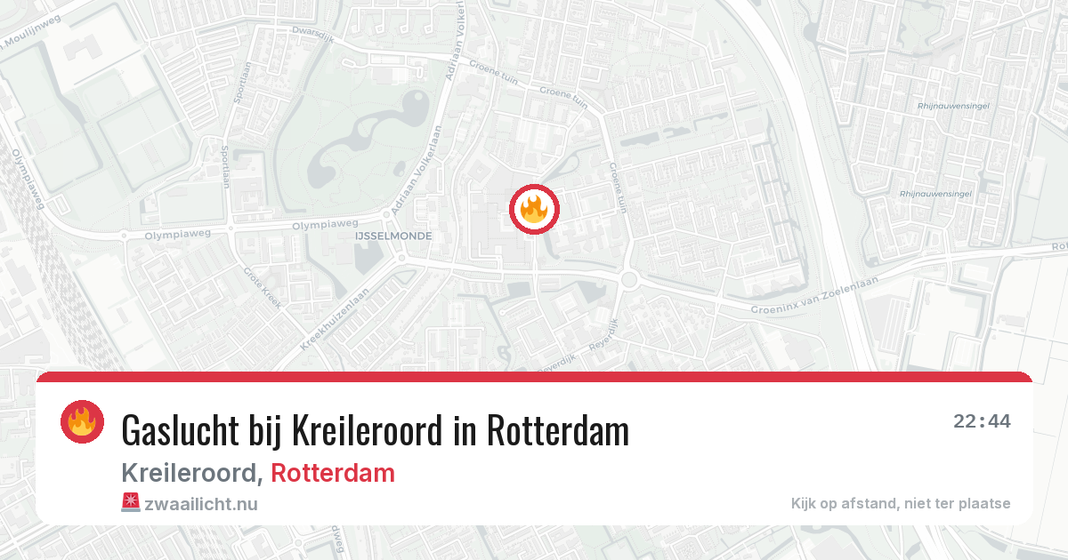 Gaslucht bij Kreileroord in Rotterdam — 21 mrt 2026