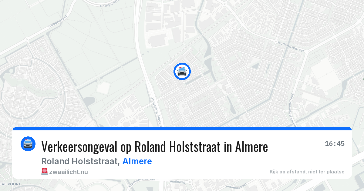 Verkeersongeval op Roland Holststraat in Almere — 16 jul 2026