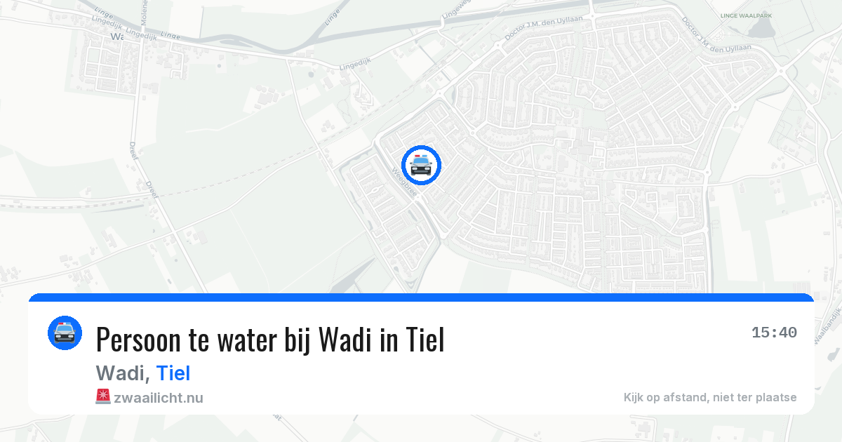 Persoon te water bij Wadi in Tiel — 14 jul 2026