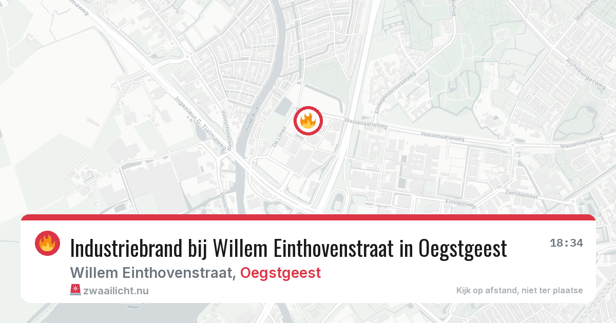 Industriebrand bij Willem Einthovenstraat in Oegstgeest — 16 mrt 2026