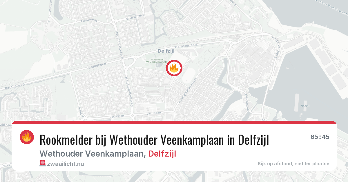 Rookmelder bij Wethouder Veenkamplaan in Delfzijl — 27 jul 2026