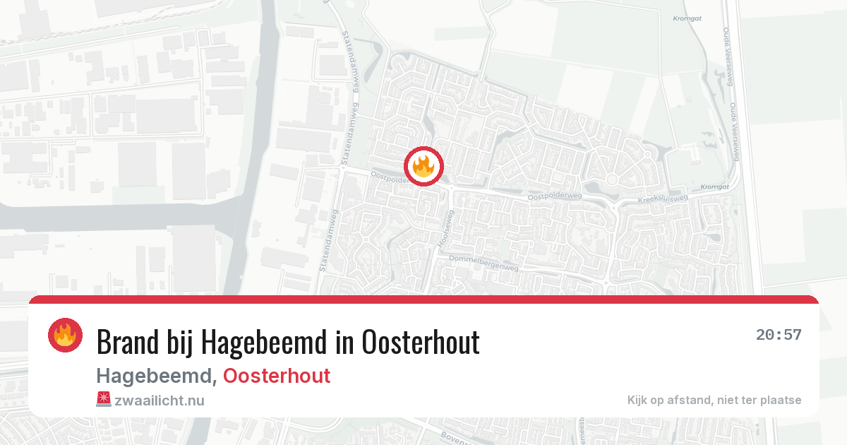 Brand bij Hagebeemd in Oosterhout — 15 jul 2026