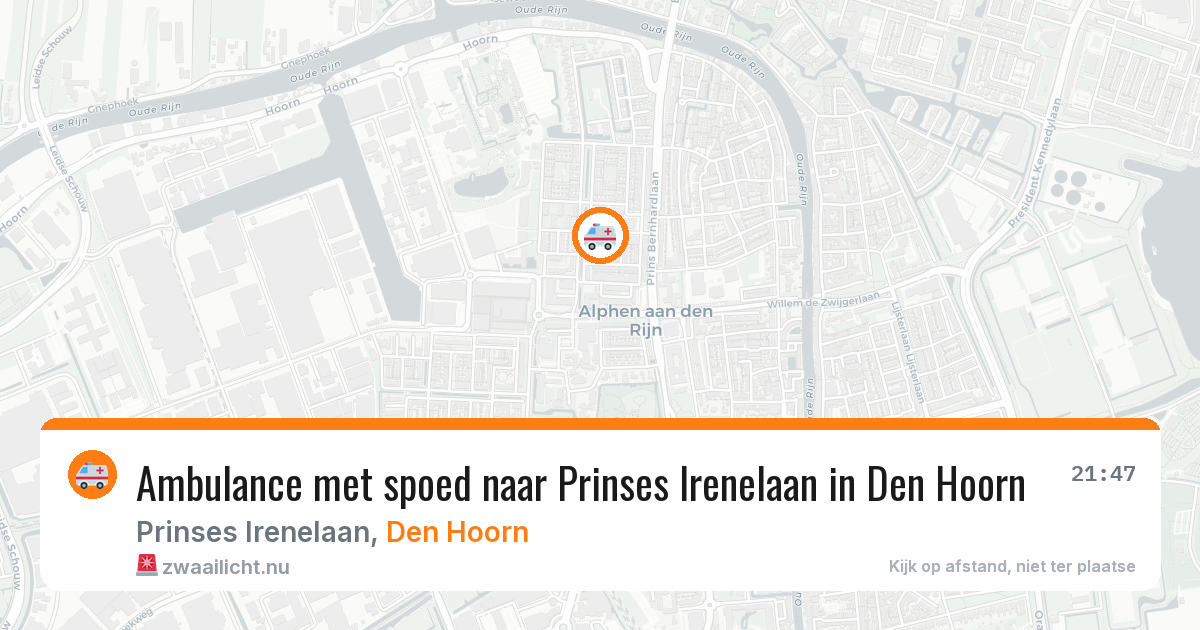 Ambulance met spoed naar Prinses Irenelaan in Den Hoorn — 16 mrt 2026