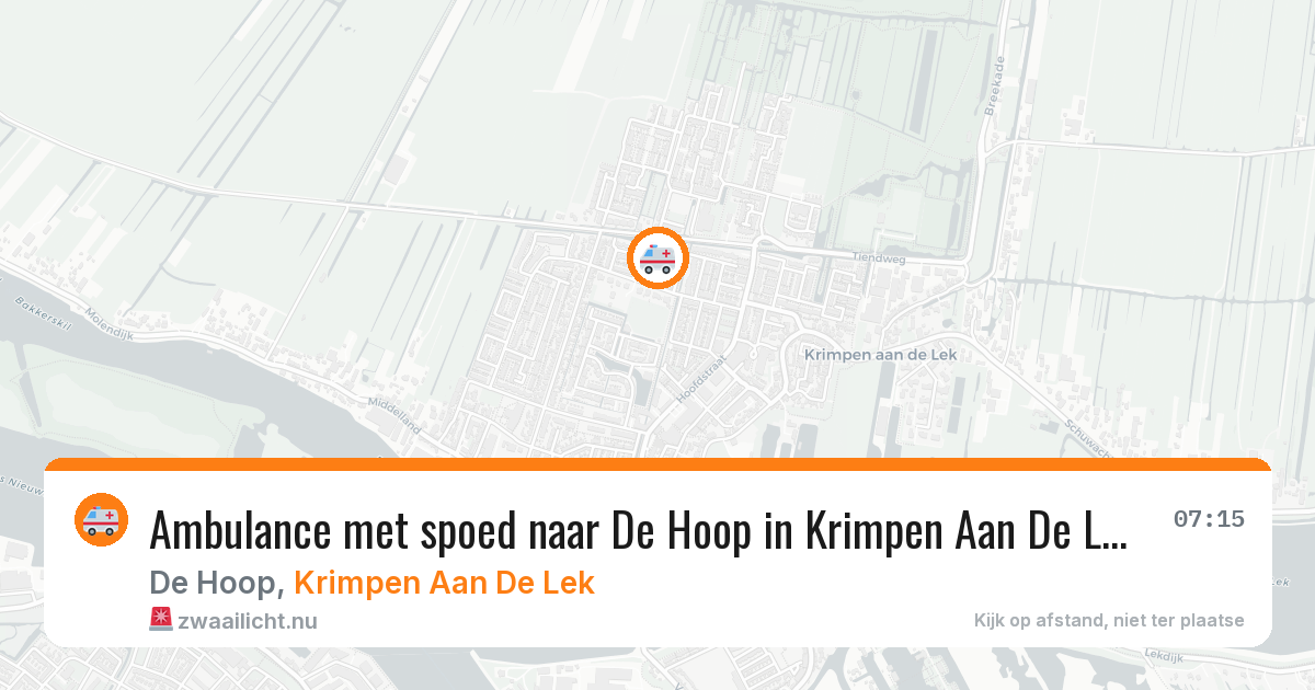 Ambulance met spoed naar De Hoop in Krimpen Aan De Lek — 11 jul 2026