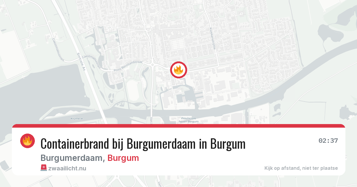 Containerbrand bij Burgumerdaam in Burgum — 4 jun 2026