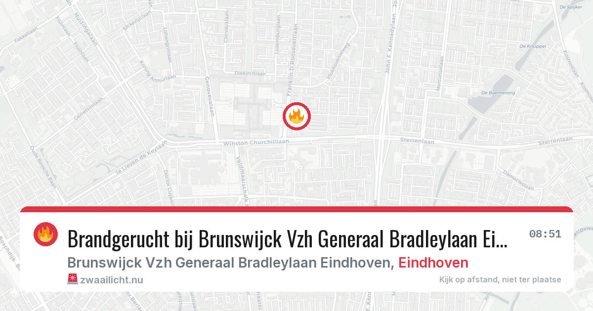 Brandgerucht bij Brunswijck Vzh Generaal Bradleylaan Eindhoven in Eindhoven — 19 jul 2026
