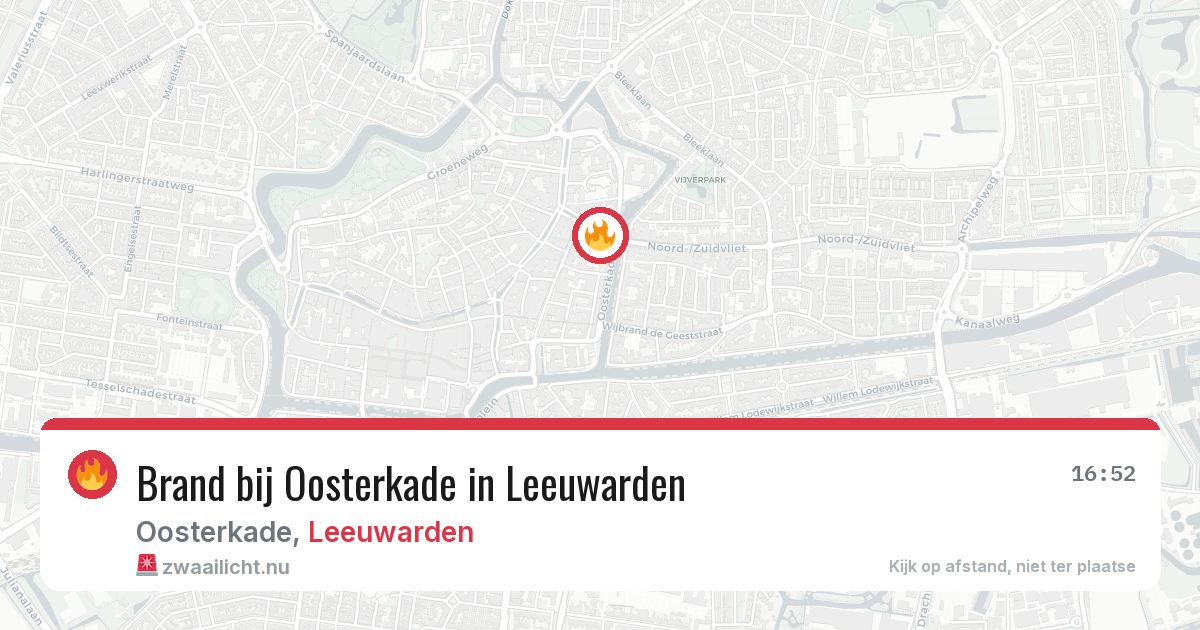 Brand bij Oosterkade in Leeuwarden — 14 mei 2026