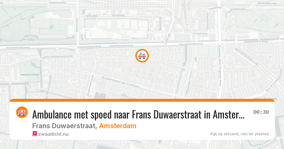 Ambulance met spoed naar Frans Duwaerstraat in Amsterdam — 12 mrt 2026