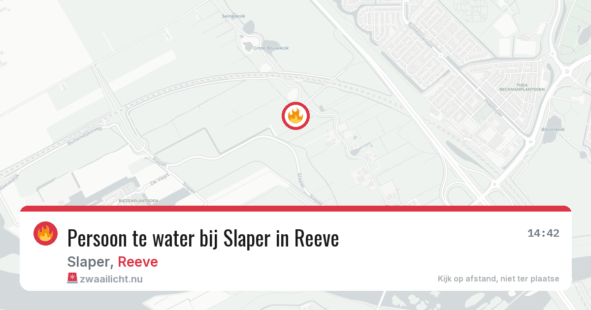 Persoon te water bij Slaper in Reeve — 17 jul 2026