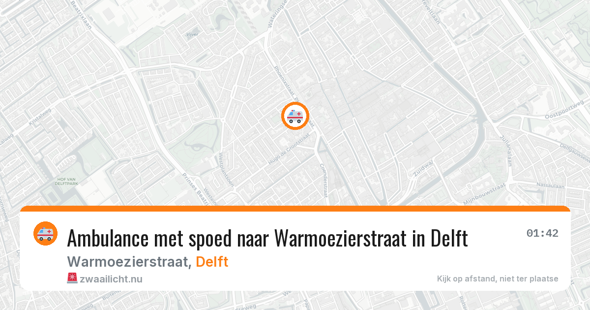 Ambulance met spoed naar Warmoezierstraat in Delft — 21 feb 2026