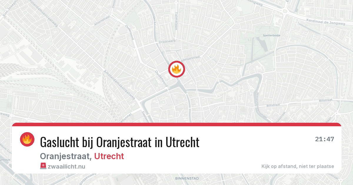 Gaslucht bij Oranjestraat in Utrecht — 25 jul 2026
