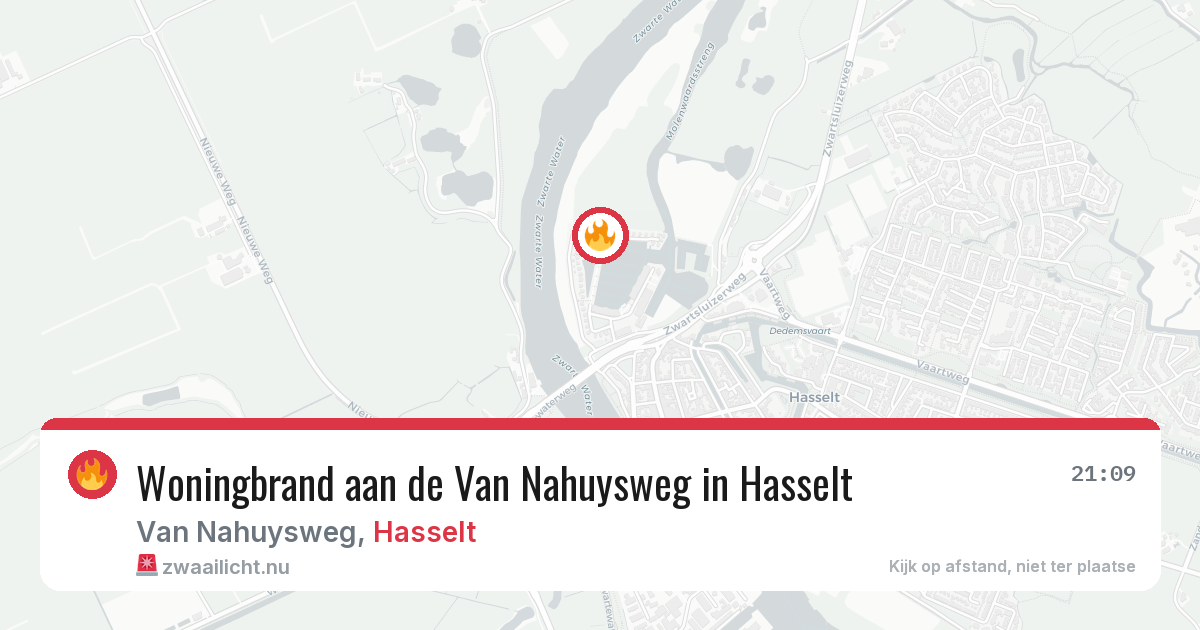 Woningbrand aan de Van Nahuysweg in Hasselt — 12 jul 2026