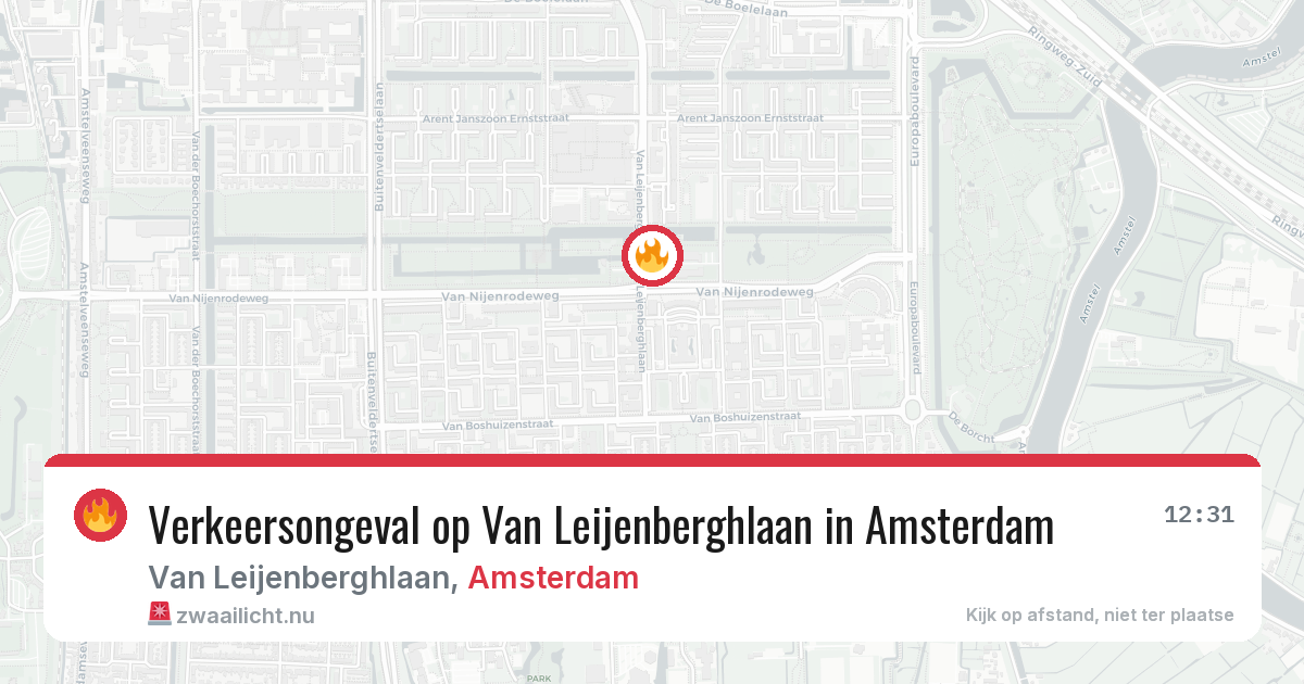 Verkeersongeval op Van Leijenberghlaan in Amsterdam — 20 jul 2026