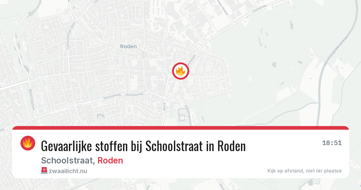 Gevaarlijke stoffen bij Schoolstraat in Roden — 18 jul 2026