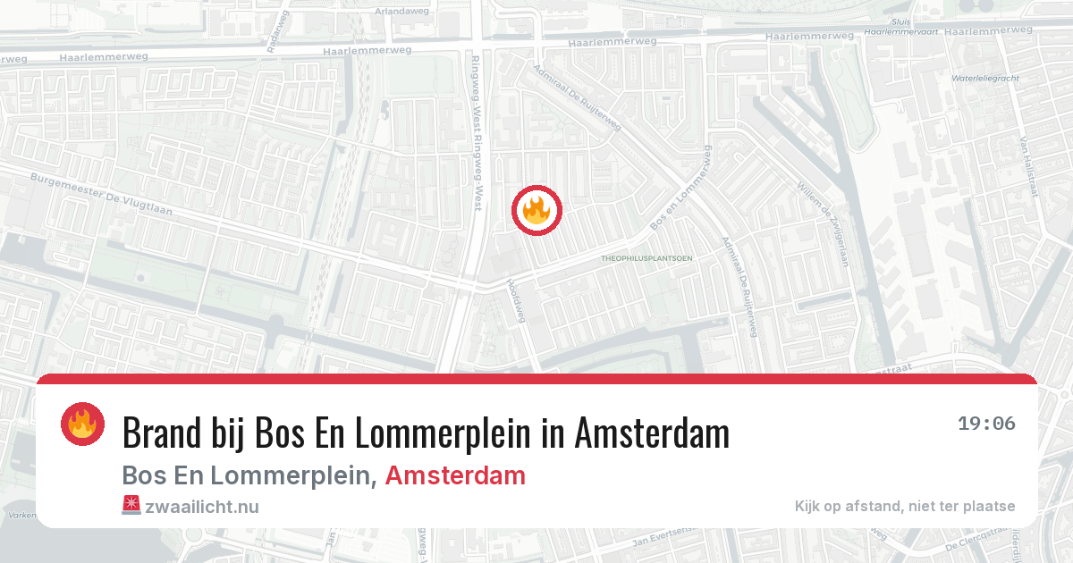 Brand bij Bos En Lommerplein in Amsterdam — 26 mrt 2026