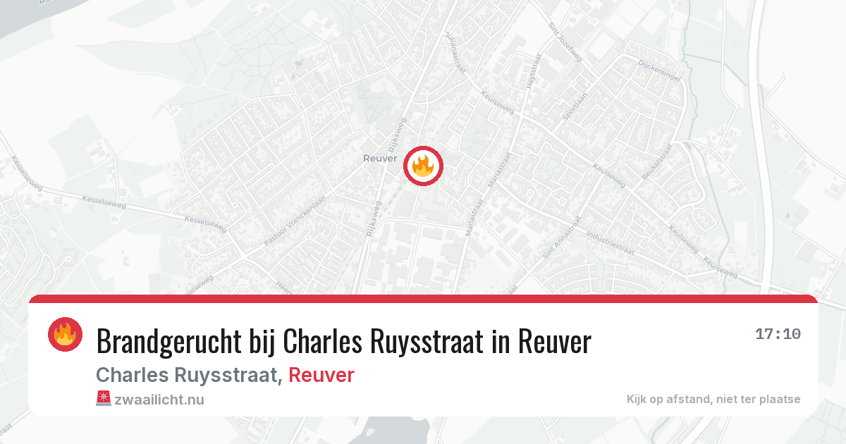 Brandgerucht bij Charles Ruysstraat in Reuver — 24 mei 2026