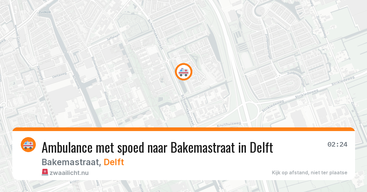 Ambulance met spoed naar Bakemastraat in Delft — 16 jul 2026