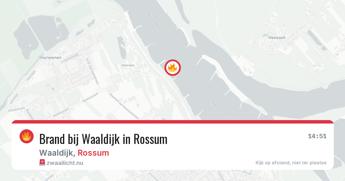 Brand bij Waaldijk in Rossum — 30 mei 2026