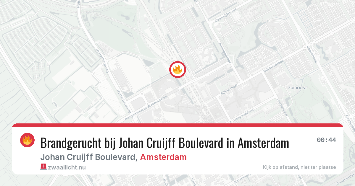 Brandgerucht bij Johan Cruijff Boulevard in Amsterdam — 22 jul 2026