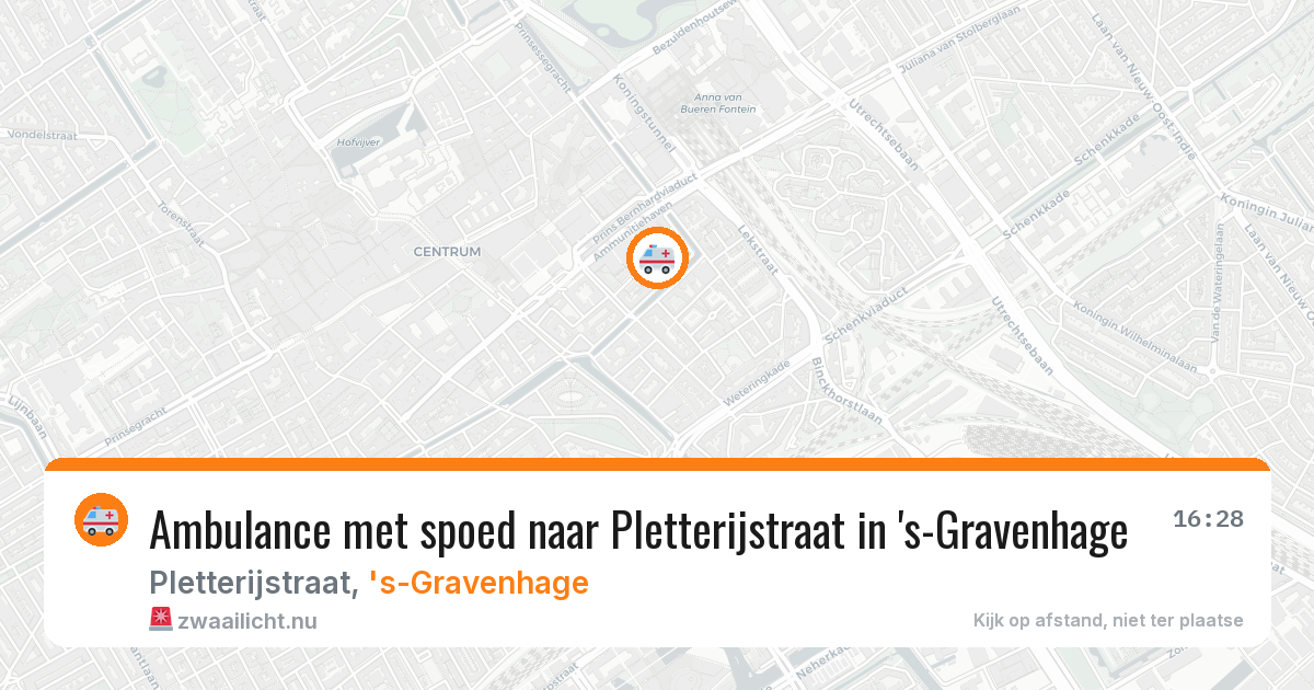 Ambulance met spoed naar Pletterijstraat in 's-Gravenhage — 16 mrt 2026