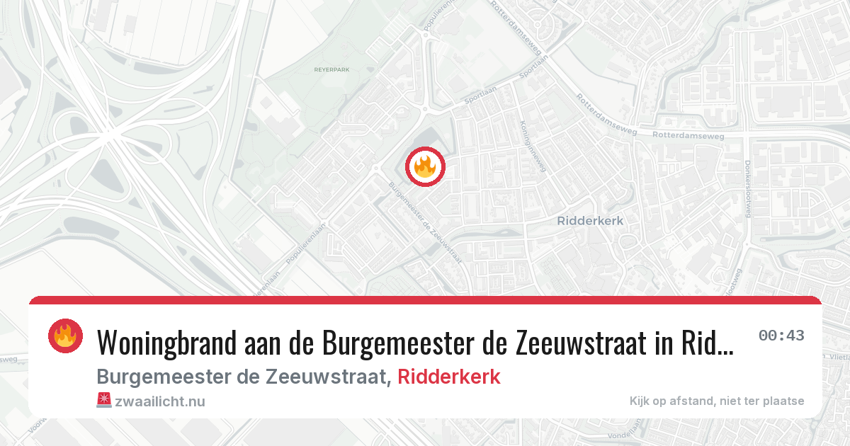 Woningbrand aan de Burgemeester de Zeeuwstraat in Ridderkerk — 24 mrt 2026