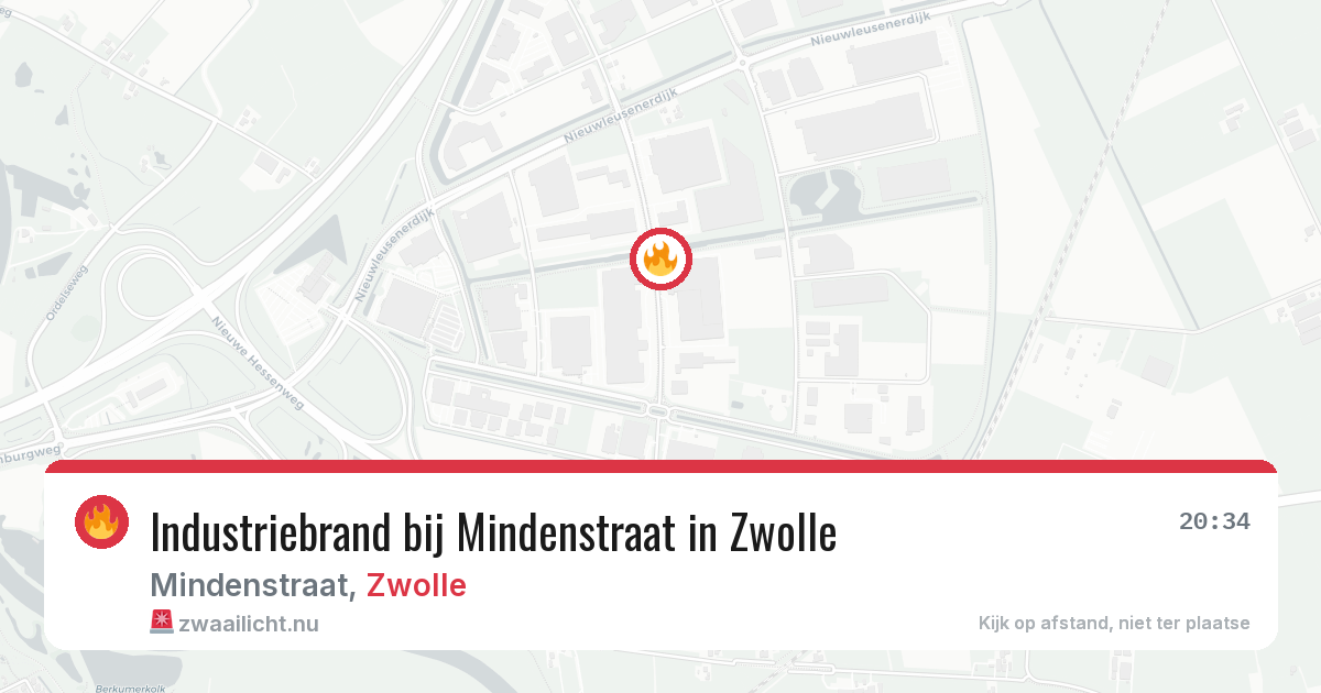 Industriebrand bij Mindenstraat in Zwolle — 9 jun 2026
