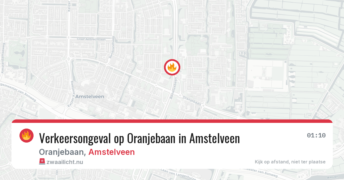 Verkeersongeval op Oranjebaan in Amstelveen — 16 apr 2026