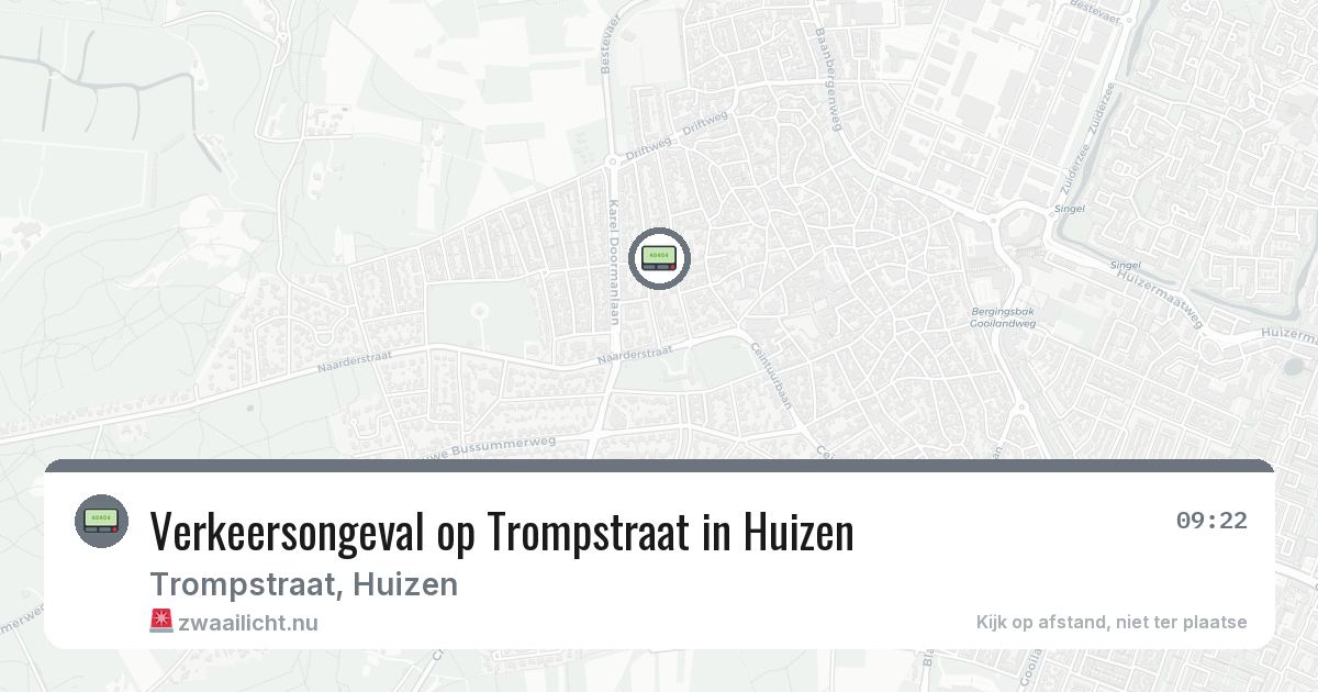 Verkeersongeval op Trompstraat in Huizen — 10 mrt 2026