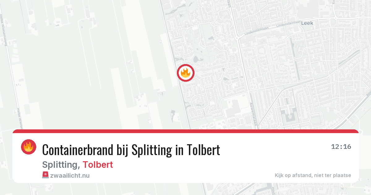 Containerbrand bij Splitting in Tolbert — 7 mei 2026