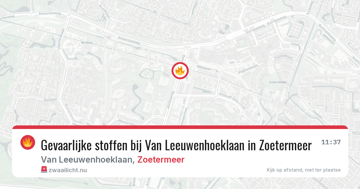 Gevaarlijke stoffen bij Van Leeuwenhoeklaan in Zoetermeer — 20 apr 2026
