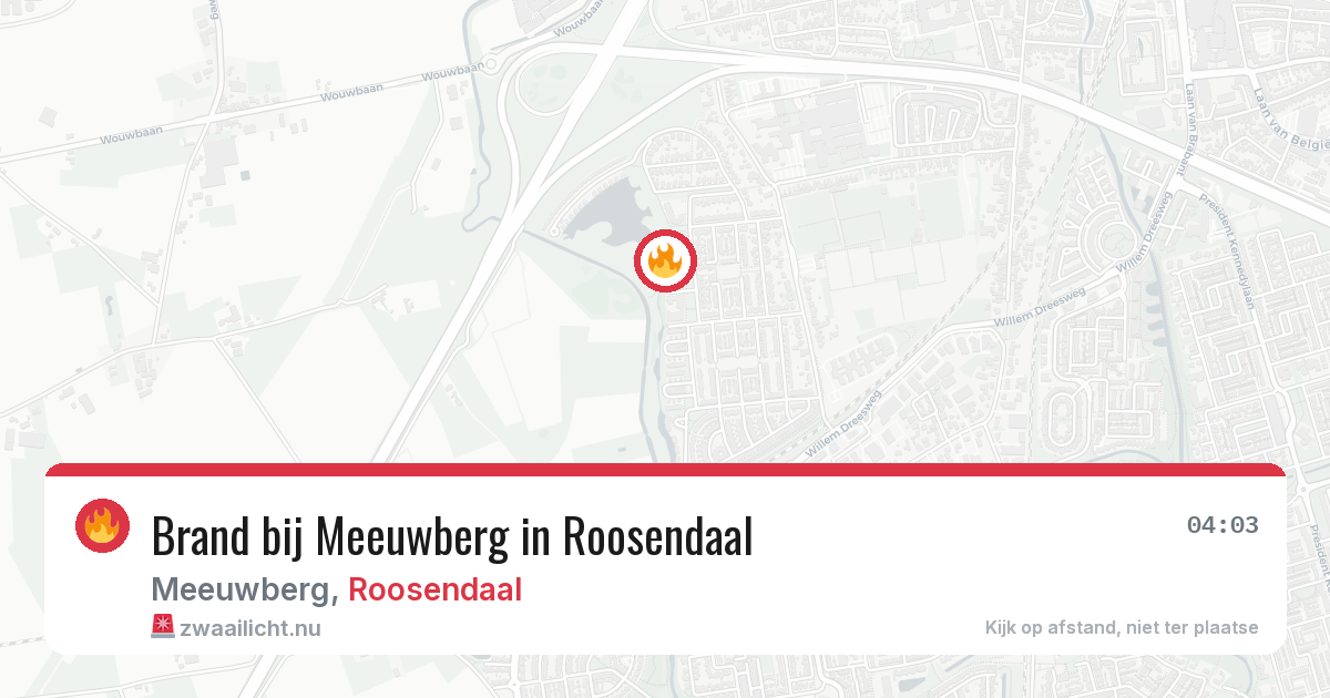 Brand bij Meeuwberg in Roosendaal — 25 mrt 2026