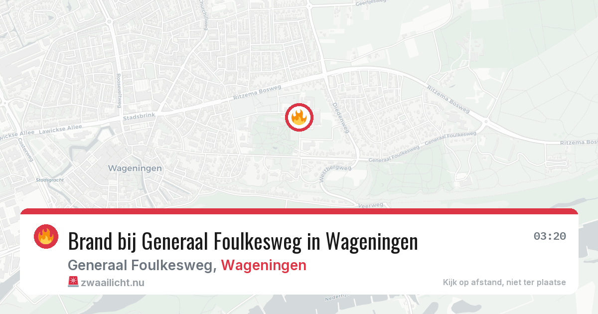 Brand bij Generaal Foulkesweg in Wageningen — 14 mei 2026