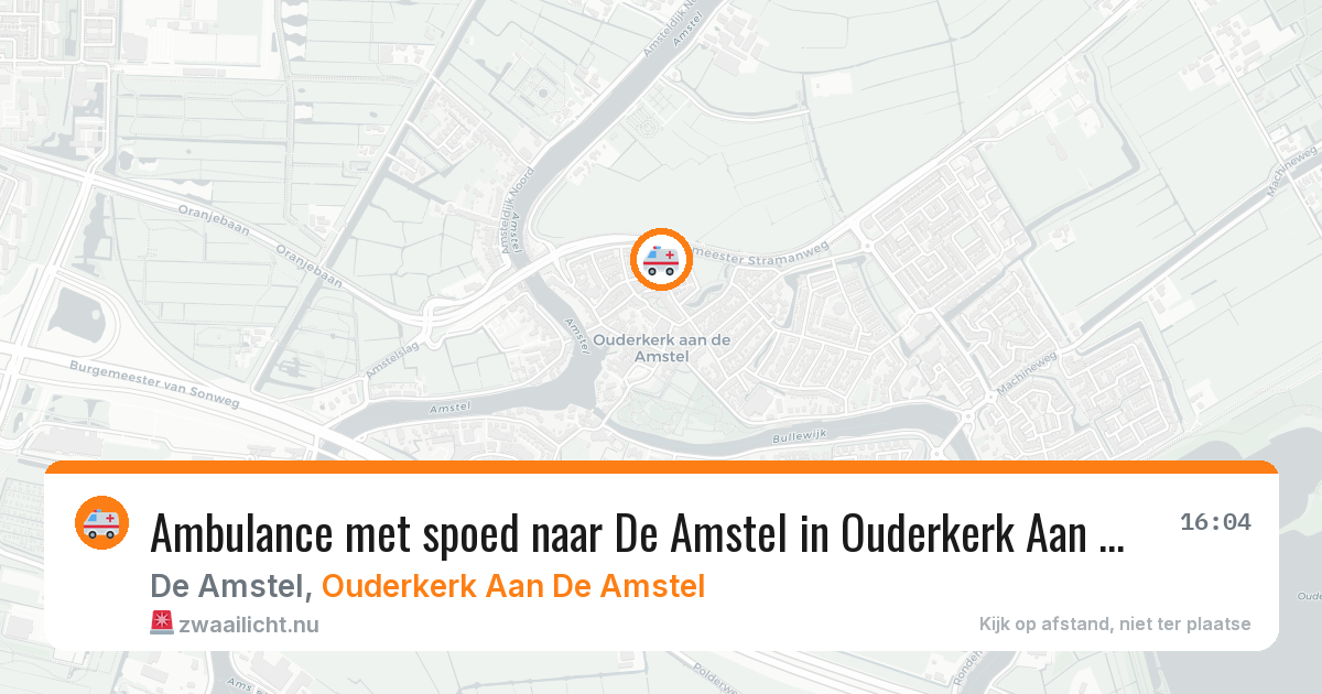 Ambulance met spoed naar De Amstel in Ouderkerk Aan De Amstel — 8 jun 2026