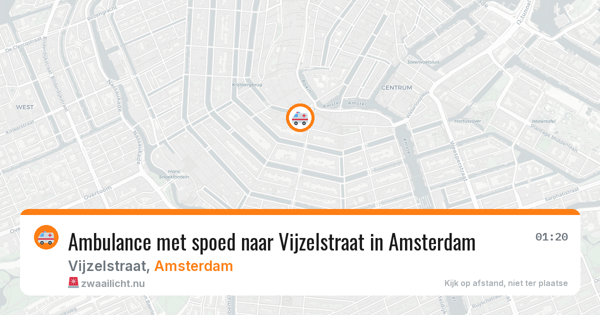 Ambulance met spoed naar Vijzelstraat in Amsterdam — 25 jul 2026