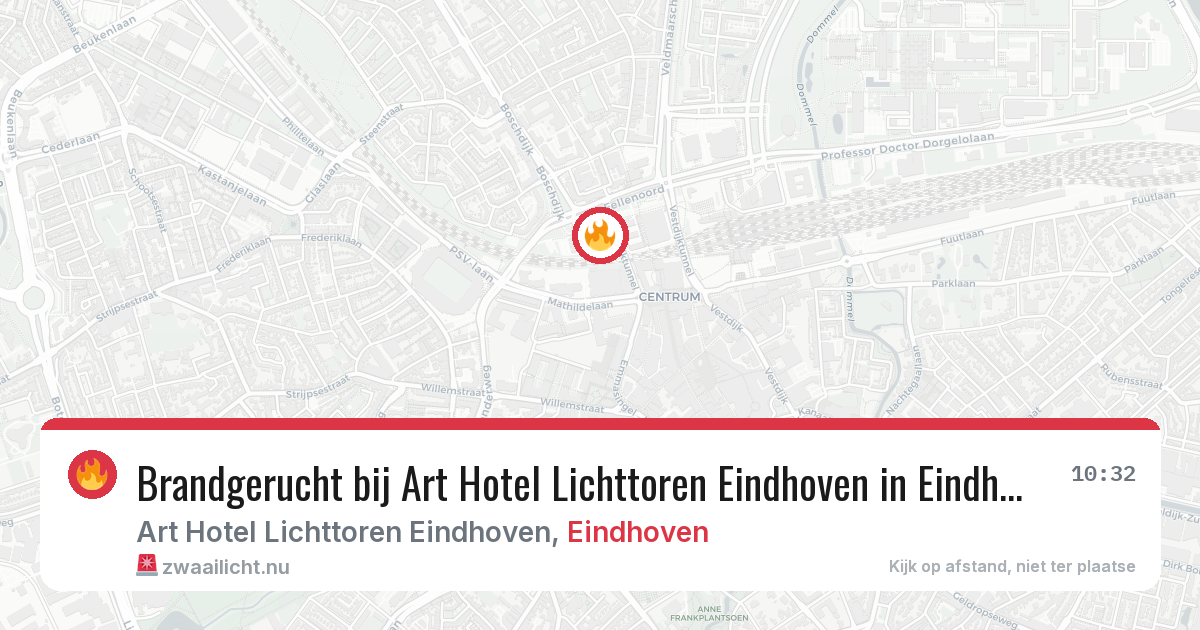 Brandgerucht bij Art Hotel Lichttoren Eindhoven in Eindhoven — 28 mrt 2026