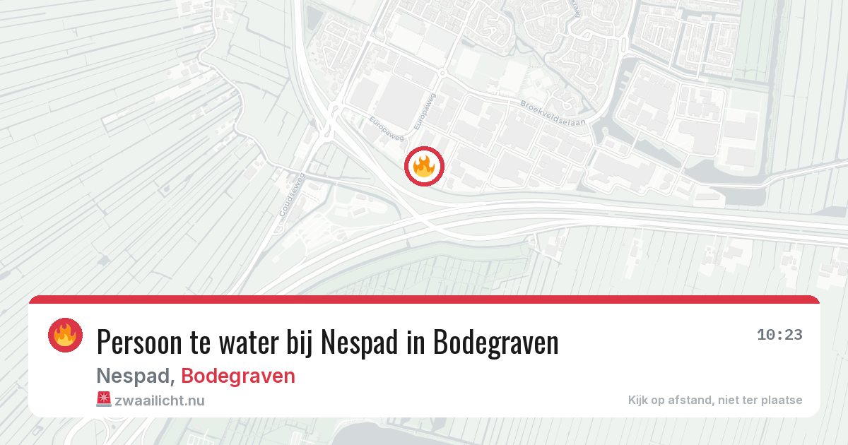 Persoon te water bij Nespad in Bodegraven — 15 mei 2026