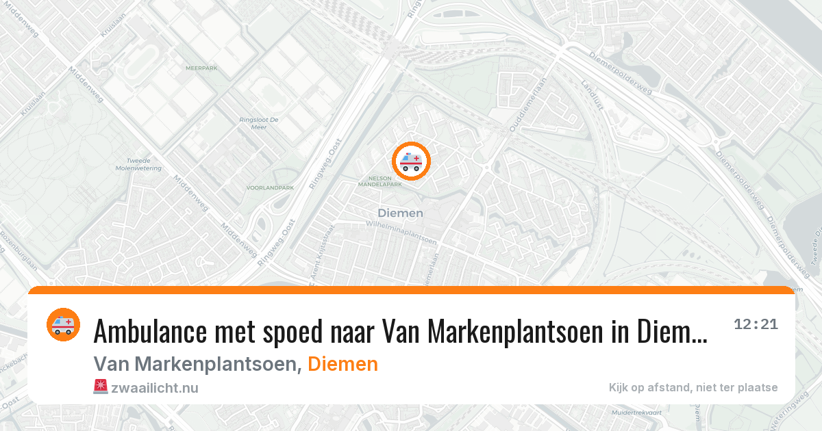 Ambulance met spoed naar Van Markenplantsoen in Diemen — 25 mrt 2026