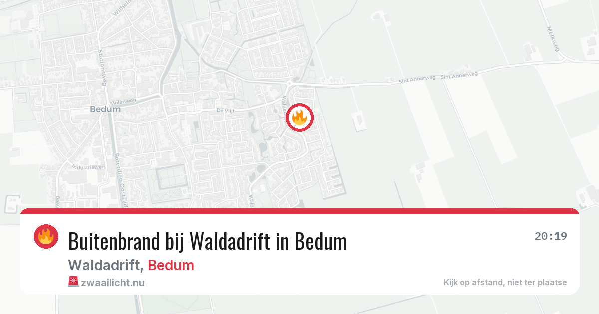 Buitenbrand bij Waldadrift in Bedum — 17 jul 2026