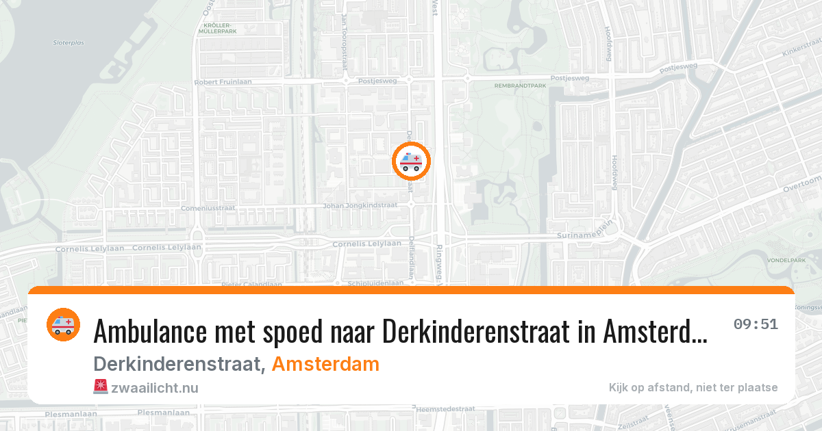 Ambulance met spoed naar Derkinderenstraat in Amsterdam — 23 mrt 2026
